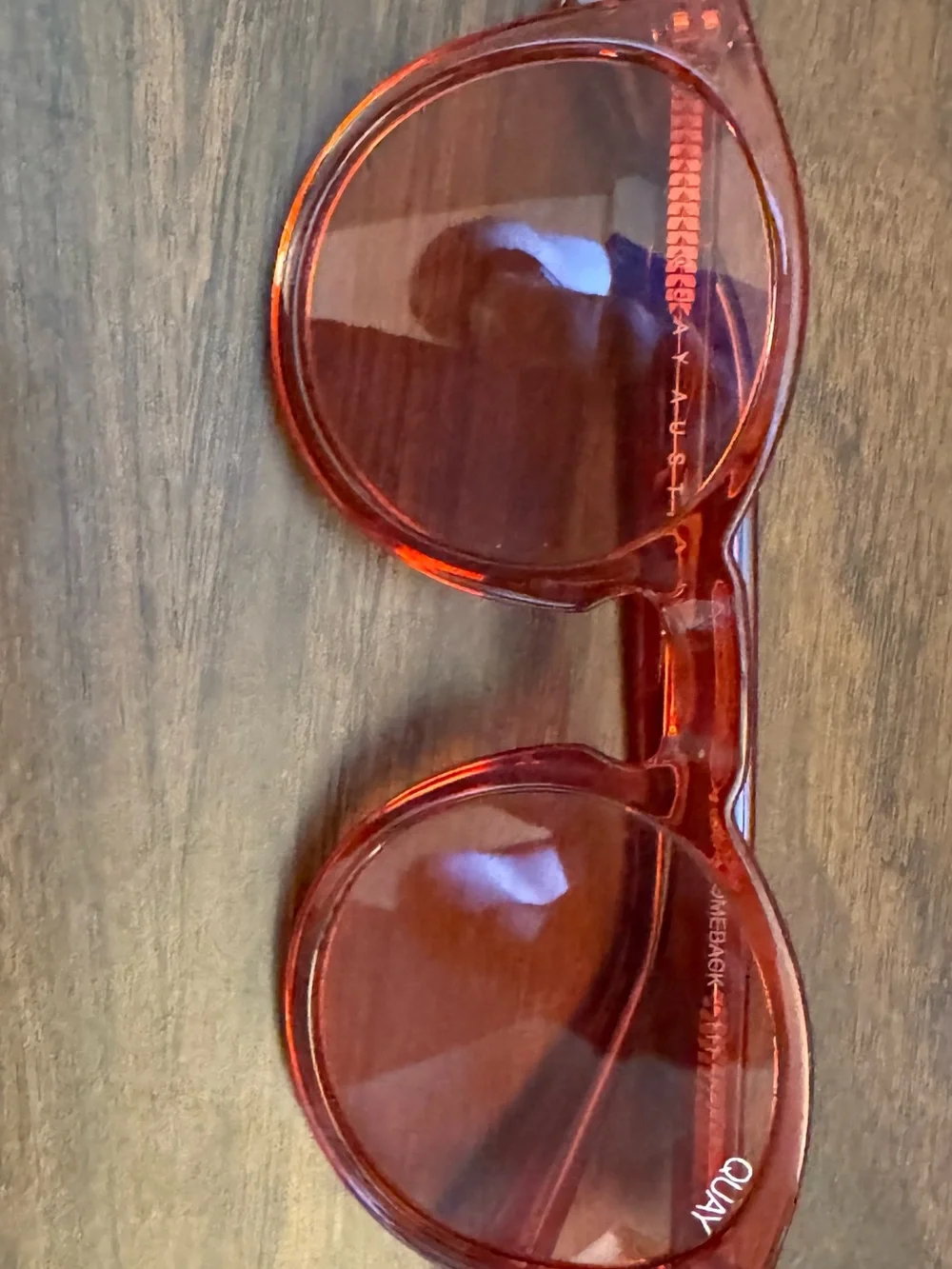 Quay Australia Transparent Red Round Sunglasses